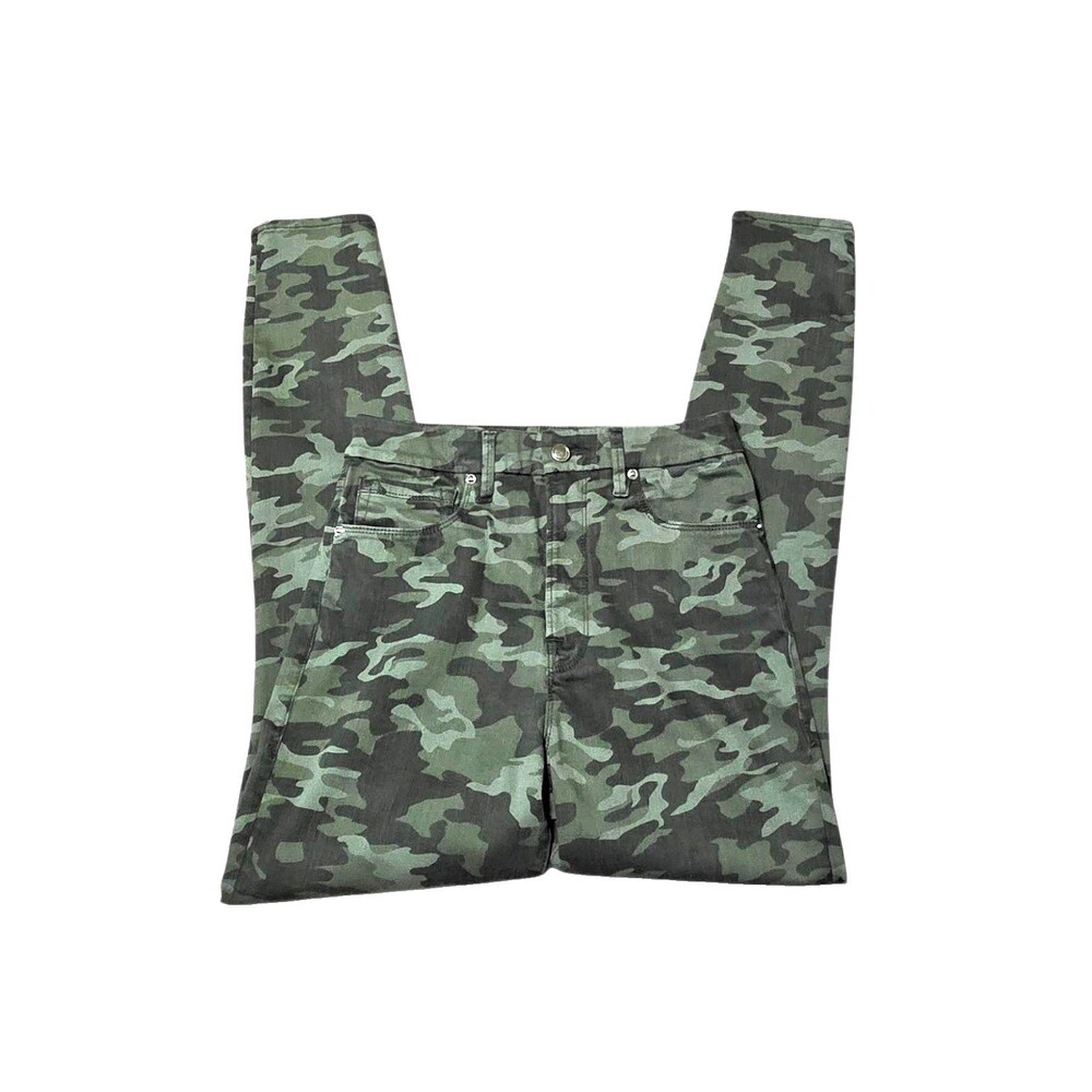 GOOD AMERICAN Women's Good Waist Green Camo Skinny Jeans Sz 10 30 Stretch - Picture 8 of 9